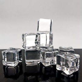 Zalaxt Fake Ice Cubes, 18 mm Fake Ice Rocks 100 pcs Acrylic Ice Rocks, Faux Ice Vase Fillers for Wedding Props