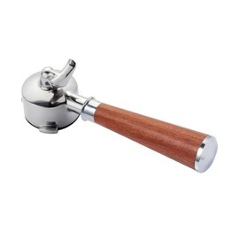 Portafilter, 54mm Bottomless Filter Holder, Portafilter with Stainless Steel Espresso Filter Basket Solid Wood Handle, Durable Ears Nozzle for Barista Series Coffee Espresso Machines (A)