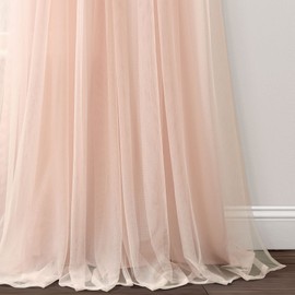 Lush Decor Tulle Skirt Solid Window Curtain Panel Pair, 84" L x 40" W, Blush