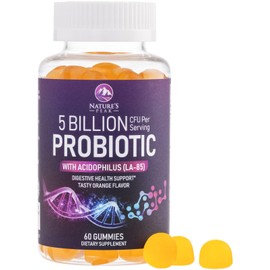 Nature's Peak Probiotic Gummies for Women, Men & Teens - 5 Billion CFUs, 6 Probiotic Strains, Orange Flavor - Daily Gummy Probiotics Supplement for Natural Digestive Health, Good Gut & Immune Support - 60 Count