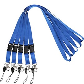 Neck Lanyards Office Quick Release Safety Blue Lanyard Detachable Buckle Enhanced Breakaway Strap for ID Badge,Key,Women Men Cell Phones USB Whistles Nylon Blue 5 Pack