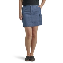 Lee Women's Ultra Lux Comfort with Flex-to-Go Cargo Skort, Chambray, 8