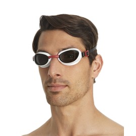 Speedo Unisex Erwachsene Aquapure Schwimmbrille, USA Rot/Smoke, Einheitsgröße