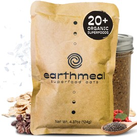 Superfood Oats - 20+ Superfoods, 27 Grams of Fiber, and 14 Grams of Protein Per Serving, Gluten Free High Fiber Oatmeal With Cacao Nibs, Chia Seeds, Cinnamon, Lion’s Mane, Reishi, Ashwagandha – Vegan Superfood Breakfast - Super Fuel (Pack of 10)