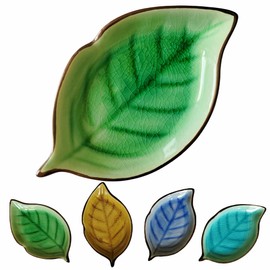 Ceramic Spoon Rest for Stove Top, Ice Cracks Leaf Cute Spoon Rest for Kitchen Counter, Cooking Spoon Holder for Kitchen Counter Utensil Rest for Spoon Spatula Ladle or Tong, 1 PC (A, Emerald)