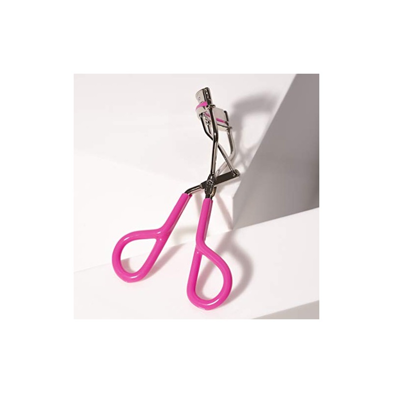 Rizador de pestañas con manijas comodas, color Rosado Neón