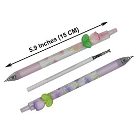 Maydahui Fashionable Tulip Flower Retractable Ballpoint Pen, Set of 6, 0.5mm, Black Ink, Cute, Romantic Flower, Stationery, Gift, Gel Ballpoint Pen, Funny, Cute