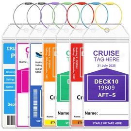 COZY CORE 7 Pack Cruise Luggage Tags for Cruise Ship Essentials for Carnival, NCL, Princess, MSC Cruise Ships