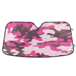 Windshield Sun Shade Camo Pink Camouflage Ram Front Window Block UV Shades Visor Reflective Retractable for Car SUV Trucks