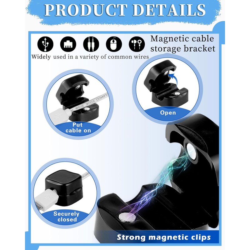 BPTRKOM Pack of 6 Cable Organiser - Cable Management Magnetic