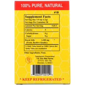 100% Pure Fresh Royal Jelly 60,000 mg YS Eco Bee Farms 2.0 oz Liquid