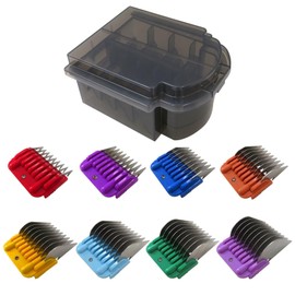 GruDawu Stainless Steel Attachment 8 Colors Guide Comb Set 1/8 Inch to 1 Inch(3-25mm),for Andis Oster A5 Wahl KM10 Series Clipper Detachable Blade(Only fit for 15# 10# 30# Blade)