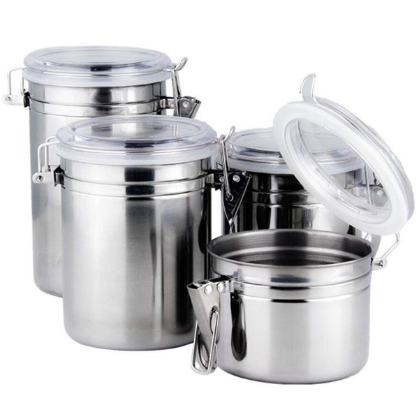 Foraineam 4-Piece Stainless Steel Airtight Canister Set with Clear Arylic