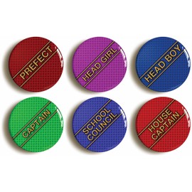 6 x"SCHOOL DISCO PREFECT" FANCY DRESS BADGES BUTTONS PINS (1inch/25mm diameter)