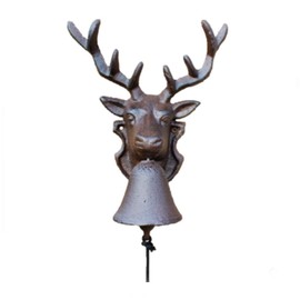 sleeri Cast Iron Dinner Bell, Cast Iron Door Bell - Deer Head Door Bell Hand Bell, Wall Hanging Decoration, Decorative Cast Iron Hanging Door Bell Dinner Bell Wall Mount Door Bell/Small Size