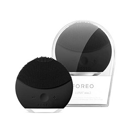 FOREO LUNA mini 2 Facial Cleansing Brush, Gentle Exfoliation and Sonic Cleansing for All Skin Types, Midnight