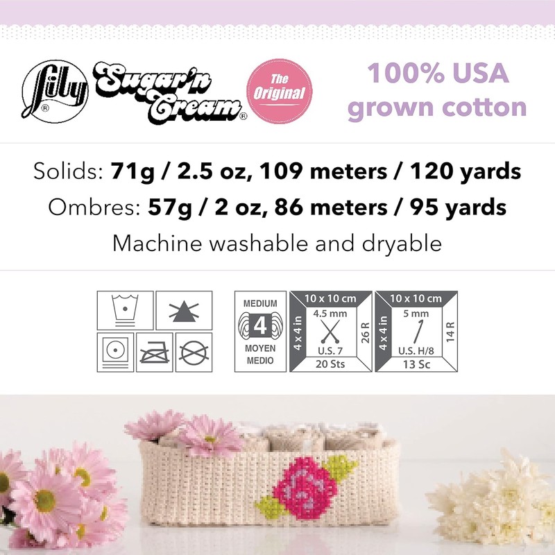 Lily Sugar 'N Cream The Original Solid Yarn, 2.5oz, Medium