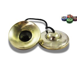 NHZ Tingsha Tibetan Meditation Bell/Finger Cymbals with free Silk Case (3.2" Golden Color Plain)