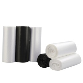 Nicesh Bolsas de basura pequeñas de 4 galones, negras, transparentes y blancas, 150 unidades