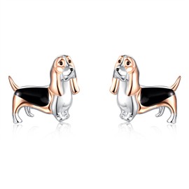 Dreamboat Basset Hound Dog Stud Earrings for Women 925 Sterling Silver Jewelry Gifts for Basset Hound lovers