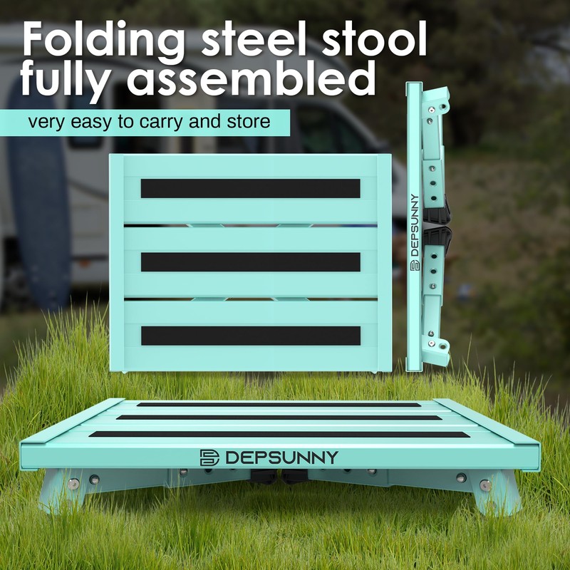 DEPSUNNY Adjustable Height Aluminum RV Step, Stable Foldable Platform Step