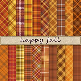 Whaline 40 Sheets Fall Pattern Paper Buffalo Plaid Scrapbook Specialty Paper Double Sided Decorative Craft Paper For Autumn Thanksgiving DIY Card Making Photo Album Decor, 6 x 6 Inch
