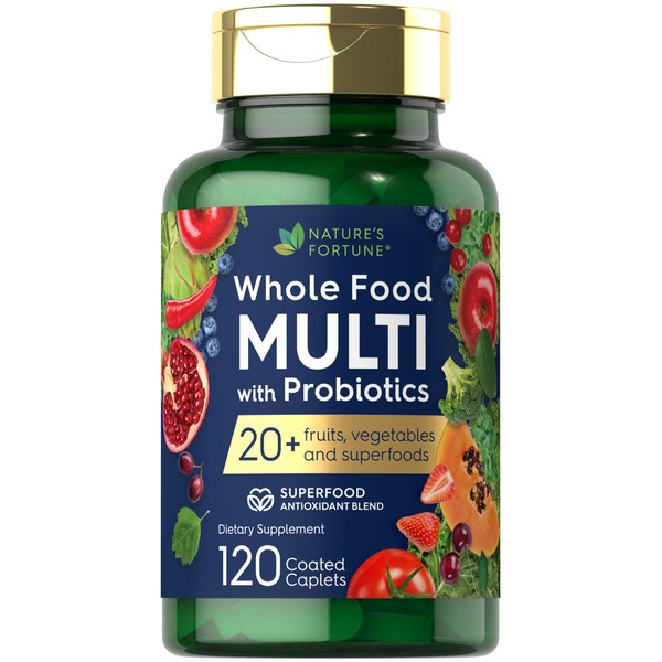 Nature's Fortune Whole Food Multivitamin with Probiotics | 120 Coated