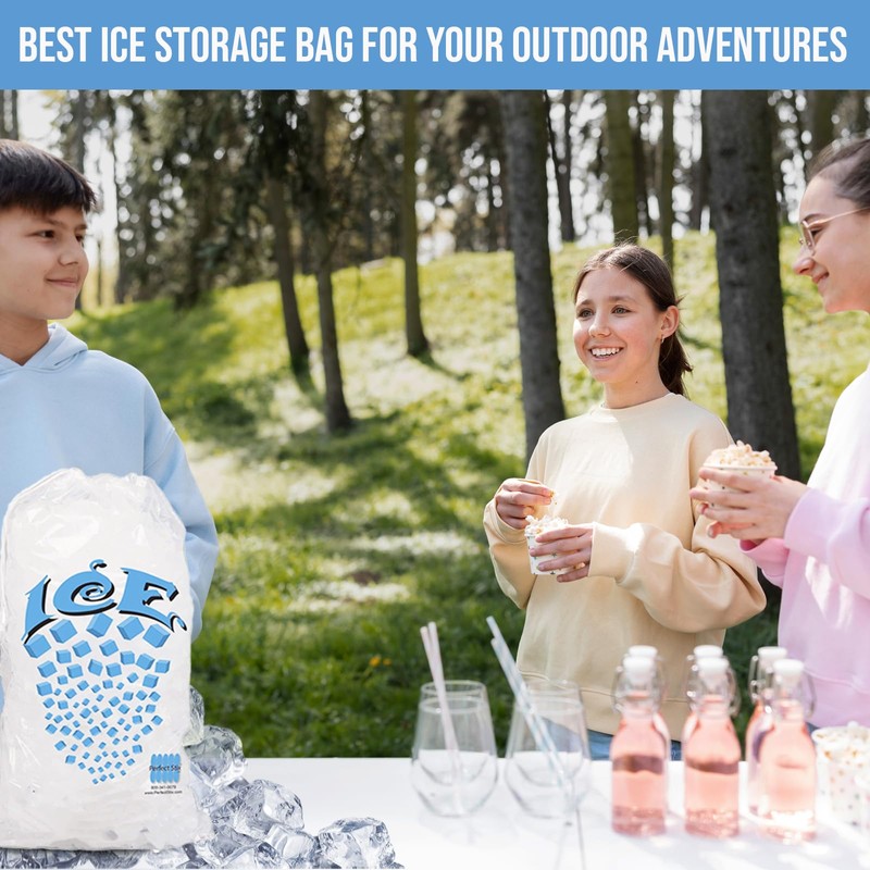 Perfect Stix 50 Pack Ice Bags 5 lb, Heavy-Duty Ice