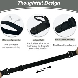 Mask Ear Saver Straps Set of 12 – Adjustable Face Mask Extender Holders for Ears, Elastic Back-of-Head Mask Clips