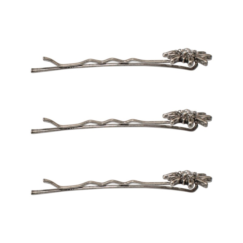 Alpenflüstern Costume Hair Clips Rhinestone Edelweiss Set of 3 (Antique