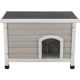 TRIXIE Wooden Cat House, Elevated-Weatherproof Cat House, 2 Cover Openings, Shelter for Feral Cats or Small Animals