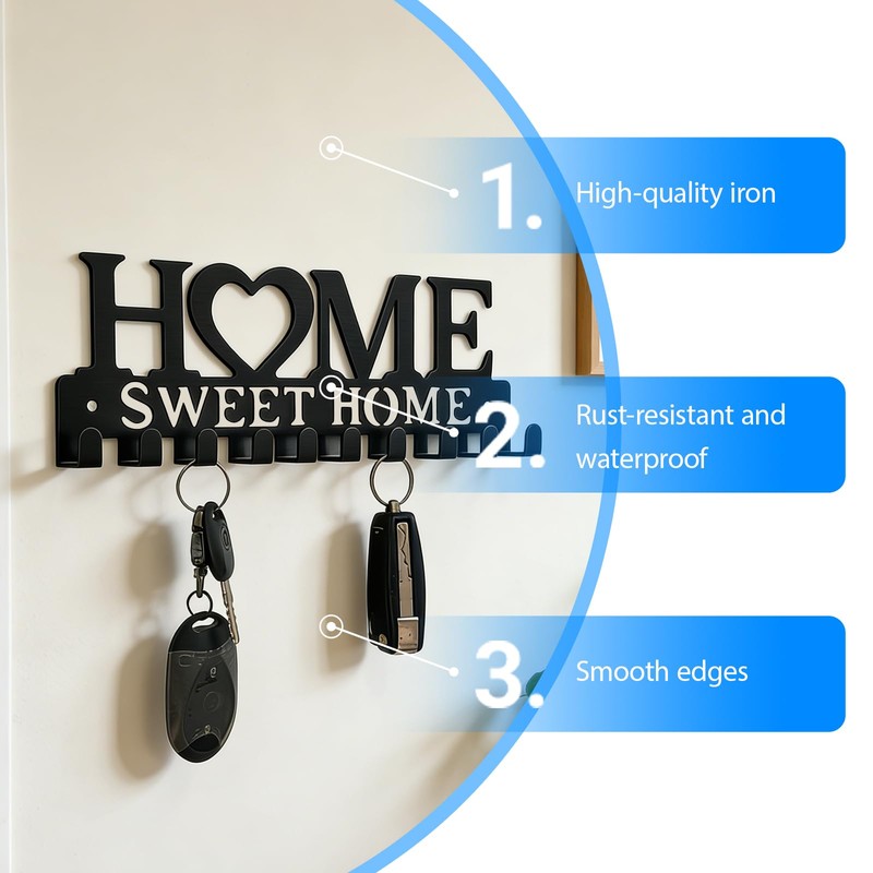 GMBANK Key Holder for Wall 10 Key Hooks for Home