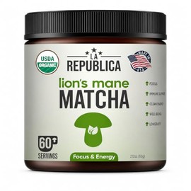 LRLA SUPERFOODS Polvo De Matcha De Hongo Melena De León La Republica, Cultivado Con Hongo Melena De León De Plena Fructificación Y Sin Rellenos,...   