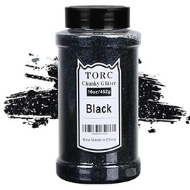 TORC Black Chunky Glitter 1 Pound 16 OZ Glitter for Resin Crafts Tumblers Cosmetic Makeup Nail Art Festival Decoration
