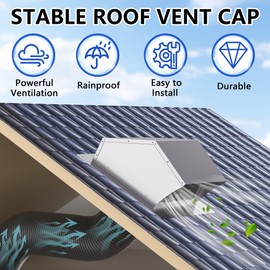 Roof Vent Cap 12 Inch Removable Roof Vent Dryer Vent Cap Stainless Steel Attic Vent Cap with Damper