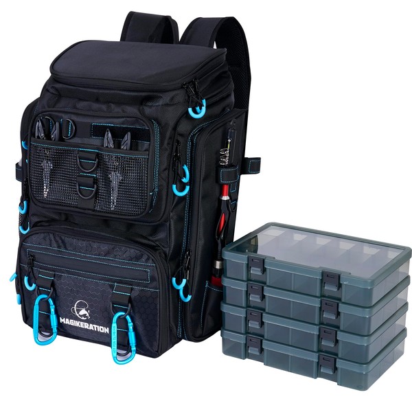 Fishing Backpack with Rod Holders,900D Oxford Water-Resistant Fishing Gear,42L Large