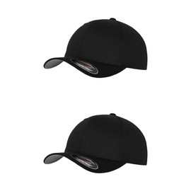 GIDUTEX Flexfit Unisex Wooly Combed Cap Pack of 2 Including Lanyard Baseball Cap Baseball Cap by, black