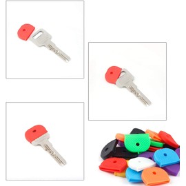 ZHjuju Key Caps Covers, 24 Pcs Universal Rubber Half Round Keychain, 8 Colors for Keys Organization
