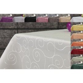 Ornament Damask Table Cloth Choice of Colour and Size From First-Tex, Polyester, cream, 110x160