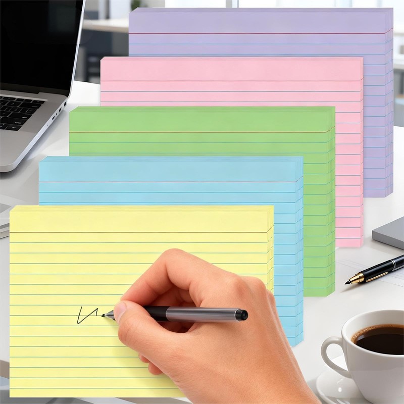 JINMIKEJI Colored Index Cards 5x7 Inch - 50 Pack Ruled