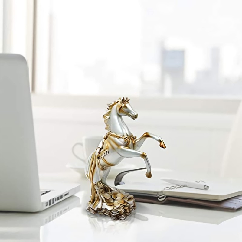 DreamsEden Rearing Horse Statue Sculpture Standing on Coins, 12.5" H