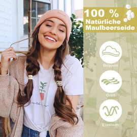 WELROG Set of 5 100% Mulberry Silk Scrunchies for Women Silk Hair Scrunchies for Girls Elastic Silk Hair Bobbles Without Marks Silk Hair Bobbles for Smooth Hair