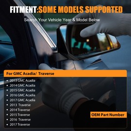 Passenger Side Mirror Glass Replacement For 2013-2017 GMC Acadia 2013-2017 Traverse - Right Side View Exterior Mirrors, Wide-Angle, Power Heated, with Backing Plate