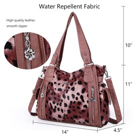 ZOCAI AngelKiss Handbag, Women's Shoulder Bag, Multifunctional Shoulder Bags, Washed Vegan Leather, Waterproof with Zip, Zip Pockets, Zip Pocket, pink