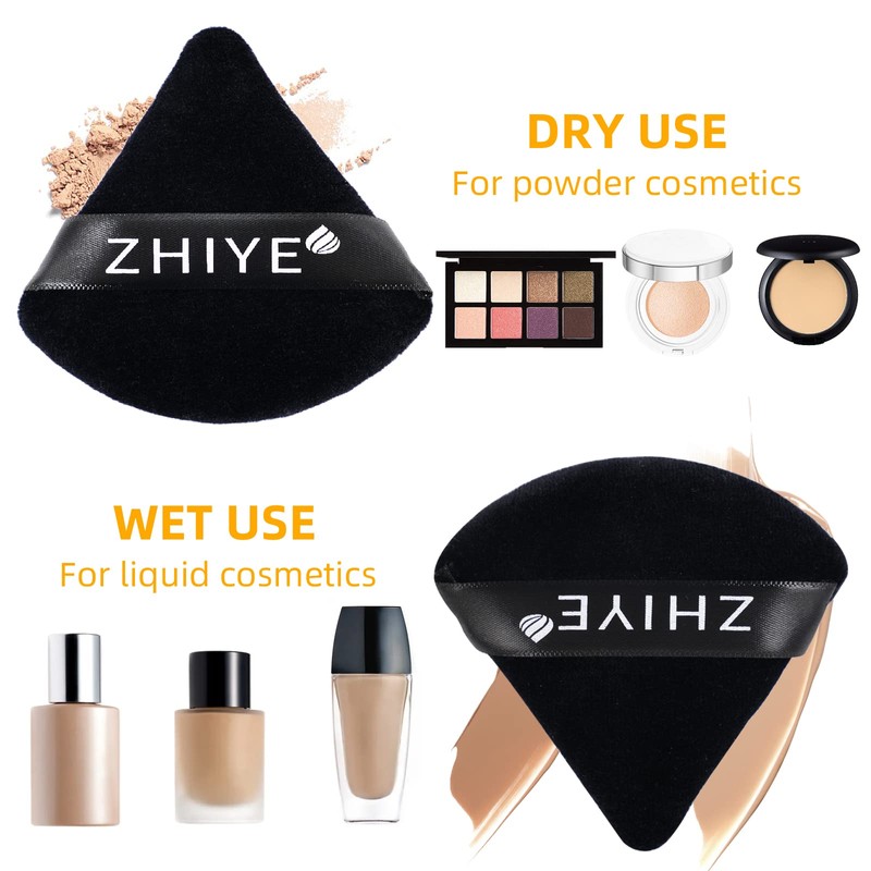 ZHIYE 6pcs Triangle Powder Puffs, Reusable Face Makeup Puff, Multifunctional