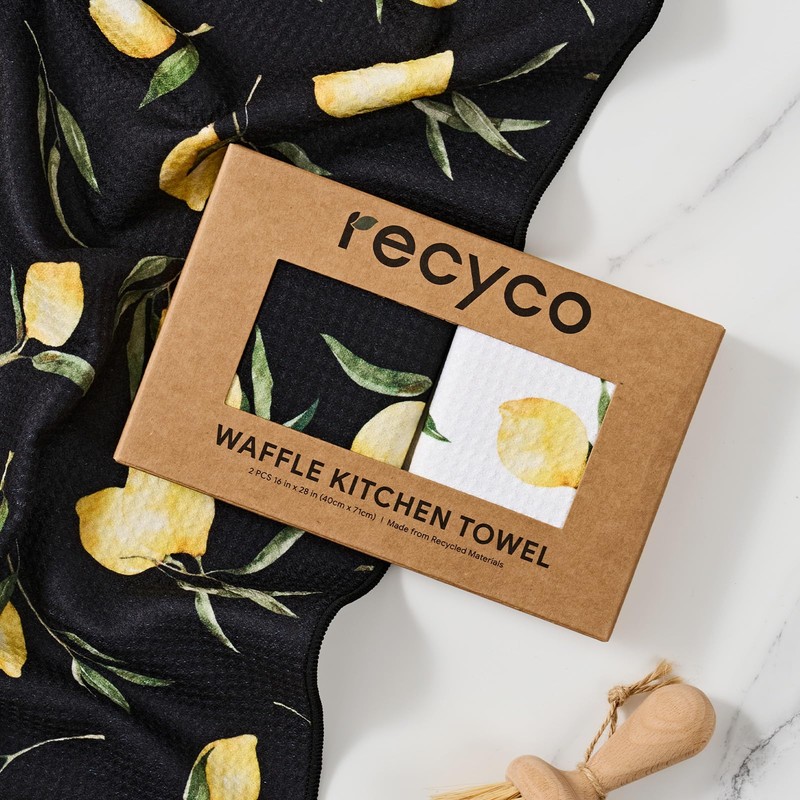 RECYCO Waffle Kitchen Towel Set of 2 - Quick Dry