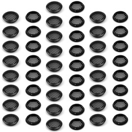 50Pcs Air Vents 53mm Circular Soffit Vent Stainless Steel Round Vent Mesh Hole Louver for Kitchen Bathroom Cabinet Wardrobe (Black)