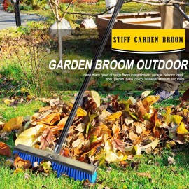 18 Inches Outdoor Push Broom Heavy Duty Shop Broom with 63" Long Handle for D...