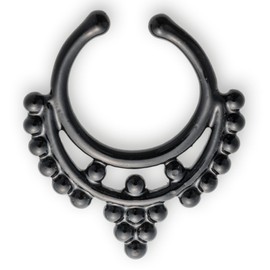 Fake Nose Ring/Hoop Ring Fake Septum Clicker Material: Brass Colour: Anodised Black Internal Diameter 8 mm