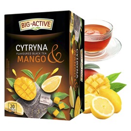 Big-Active Black Tea - Lemon and Mango - 20 Tea Bags - Loose Leaf Fruit Tea Mix with Sunflower Petals - Natural, Aromatic, Refreshing - 40g